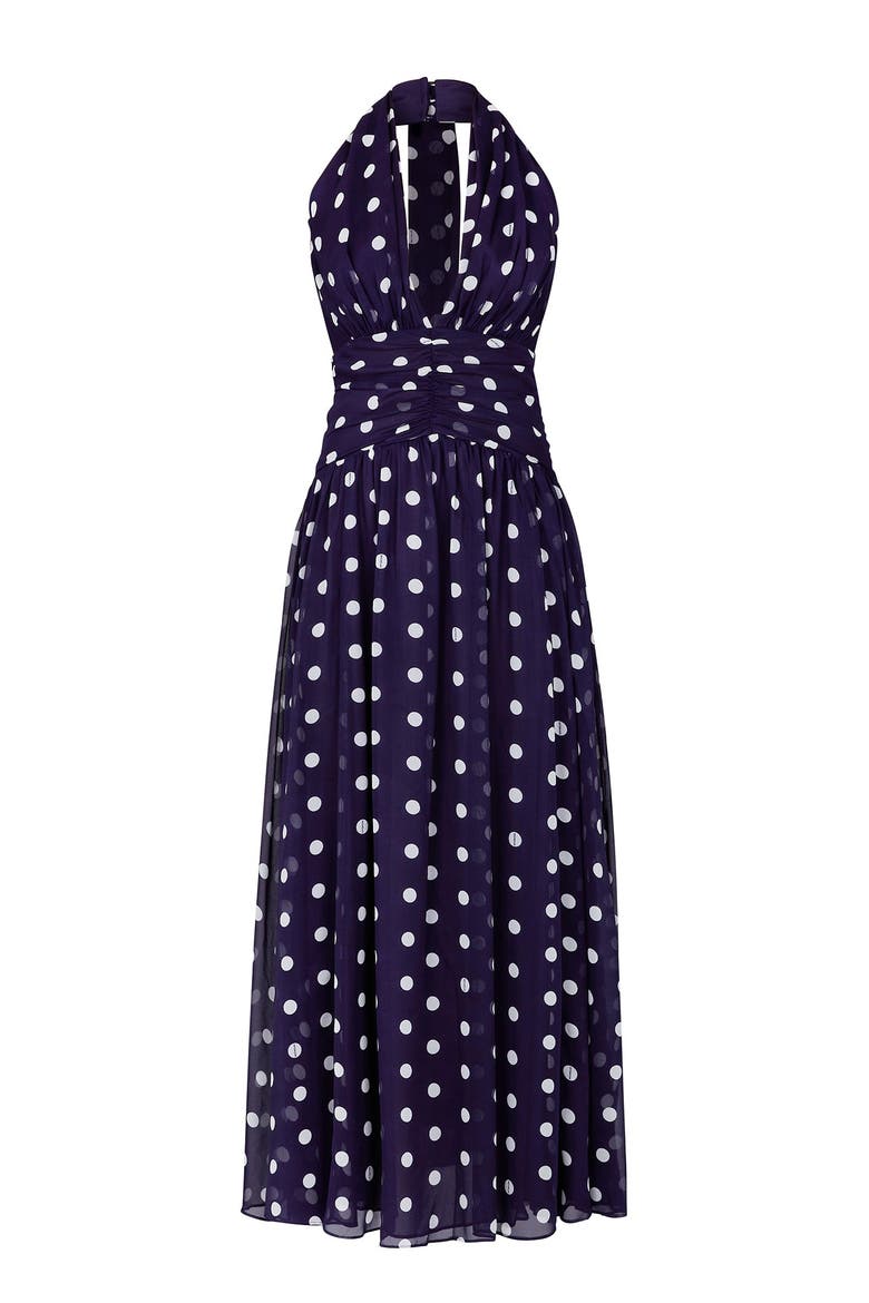Arella Dress, Alternate, color, NAVY IVORY POLKA DOT
