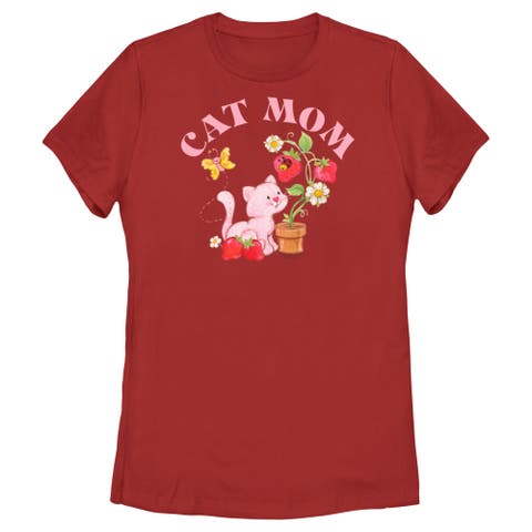 Women's Strawberry Shortcake Cat Mom  Graphic T-Shirt