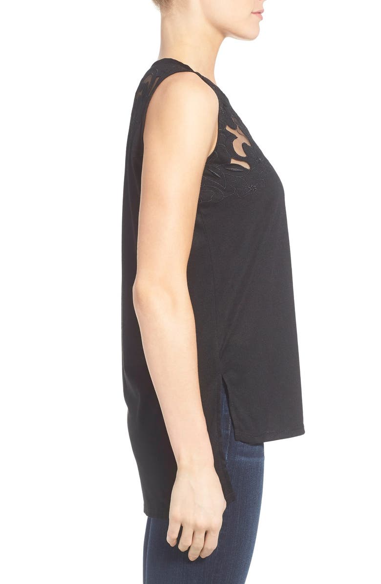 GIBSONLOOK Gibson Cutout Yoke Detail Sleeveless Knit Top, Alternate, color, 