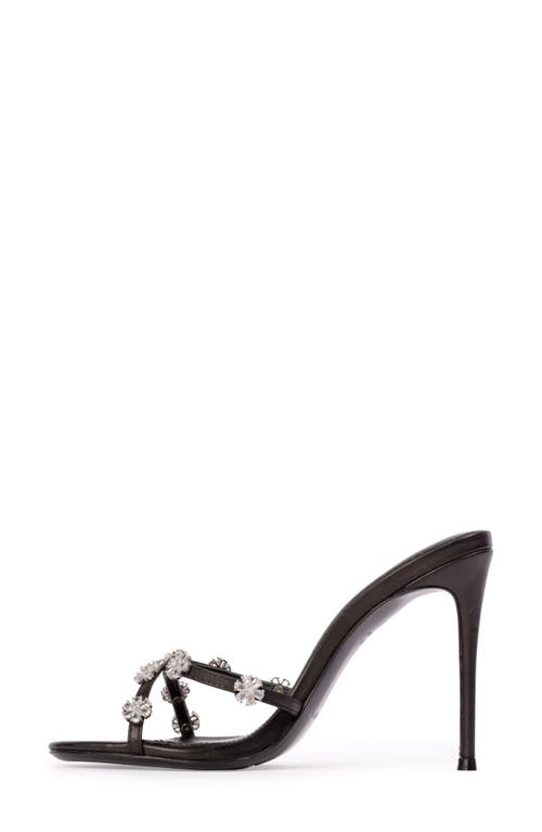 Black Suede Studio Summer Crystal Crisscross Slide Sandals In Black Leather