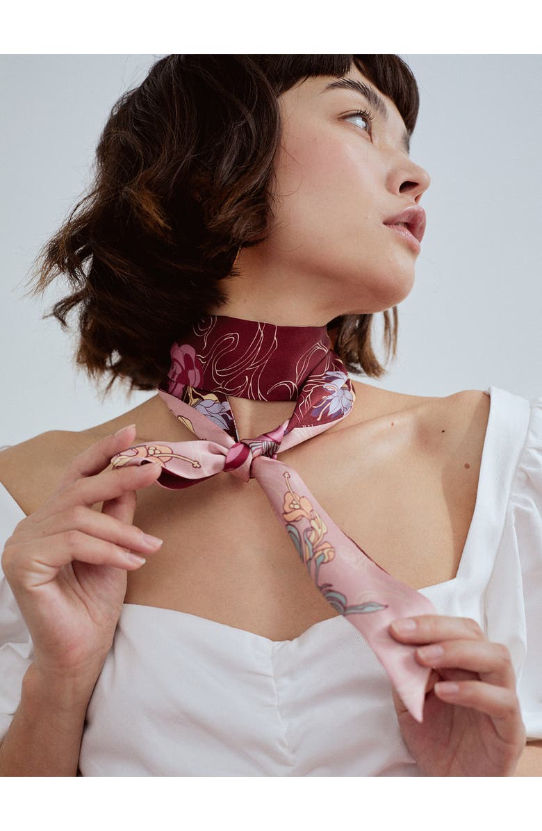 Lost Pattern "Dream" Silk Twill Neck Bow, Alternate, color, Ruby Red