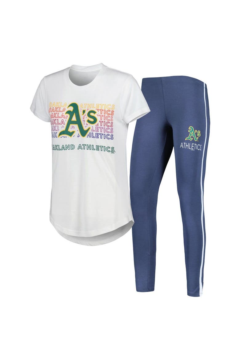 Women's Concepts Sport Charcoal/White Oakland Athletics Sonata T-Shirt & Leggings Sleep Set, Main, color, Charcoal