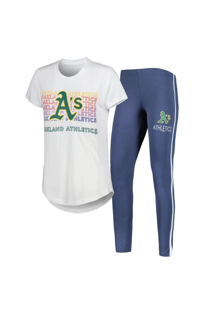 CONCEPTS SPORT Women's Concepts Sport Charcoal/White Oakland Athletics Sonata T-Shirt & Leggings Sleep Set, Main, color, Charcoal