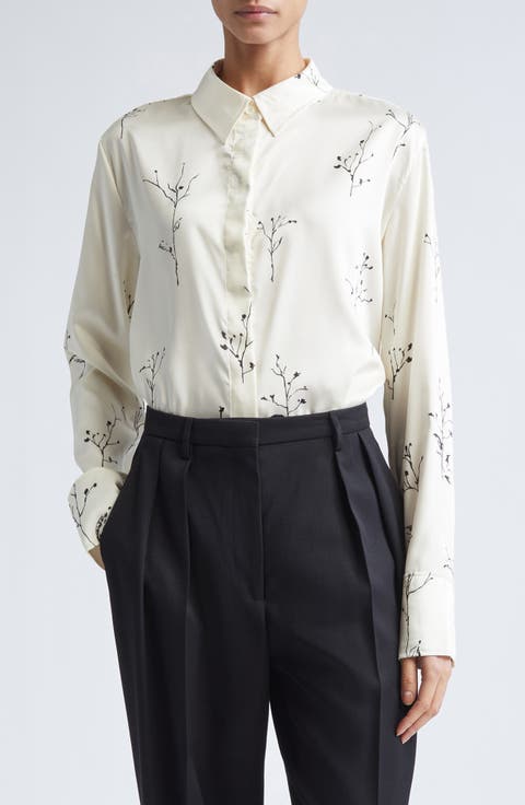 Chika Floral Print Silk Button-Up Shirt