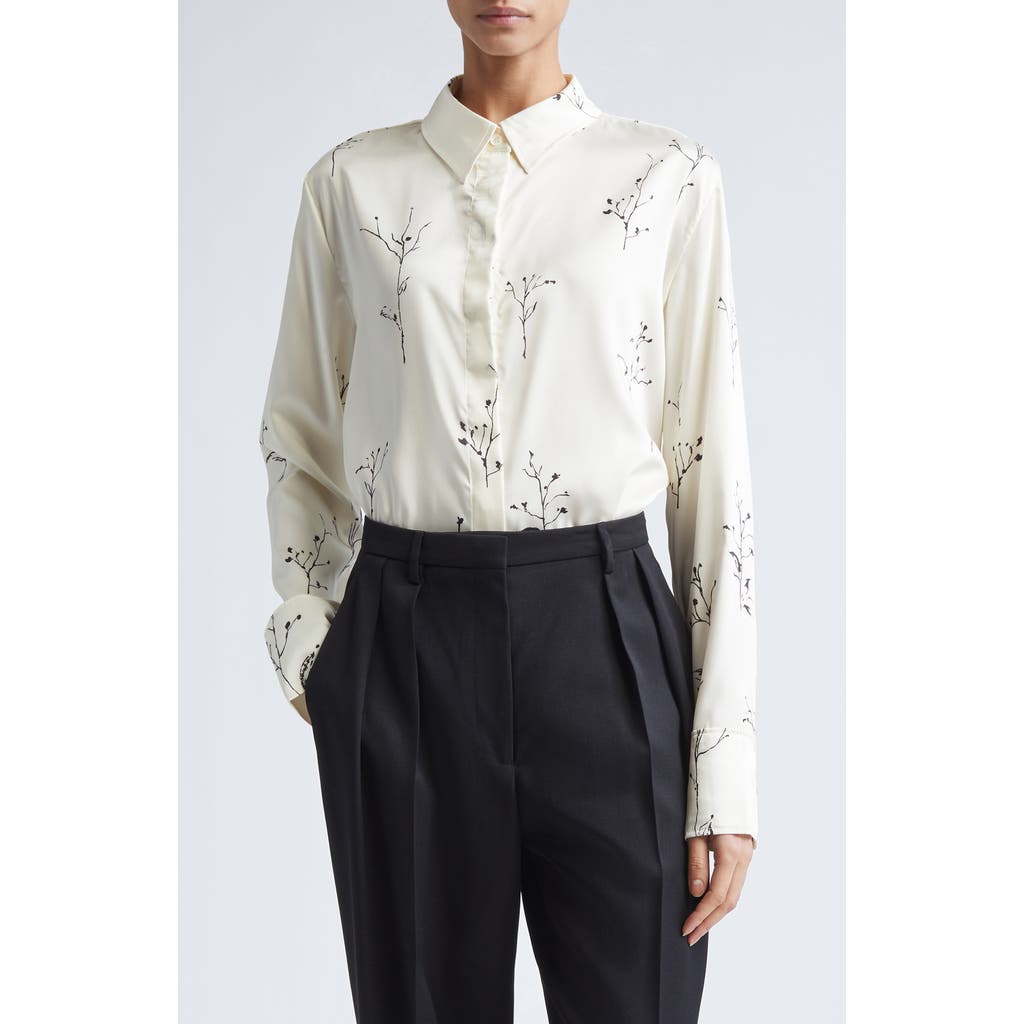 Altuzarra Chika Floral Print Silk Button-Up Shirt in Ivory Botanical  product