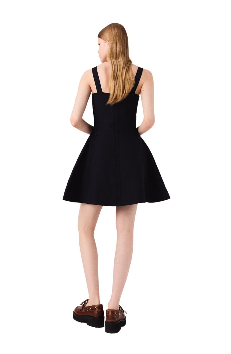 maje Mini knitted babydoll dress, Alternate, color, Navy