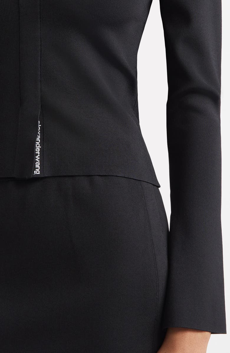 Alexander Wang Long Sleeve Fixed Placket Polo Sweater, Alternate, color, Black