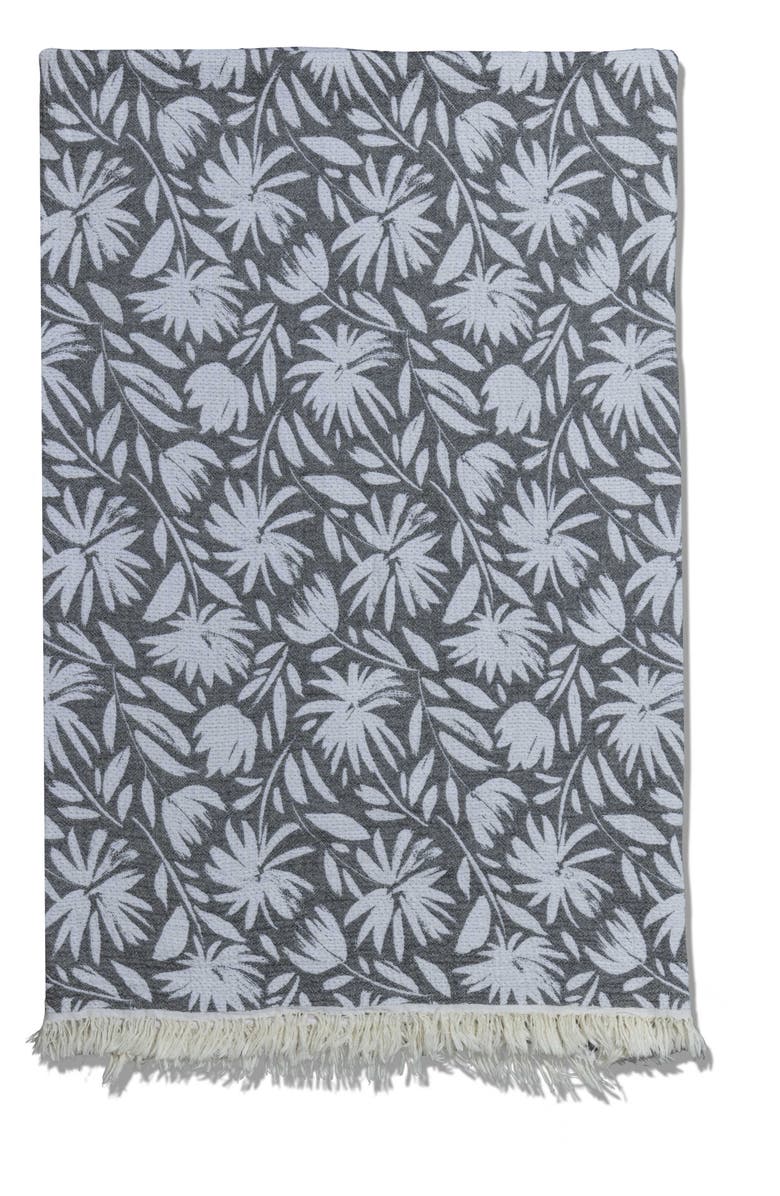InfuseZen Whimsical Flower Organic Reversible Muslin Blanket, Alternate, color, Black