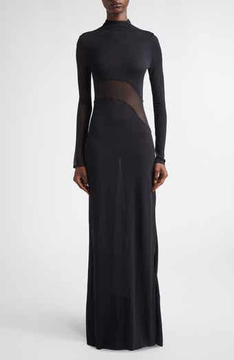 Mesh Inset Long Sleeve Jersey Dress