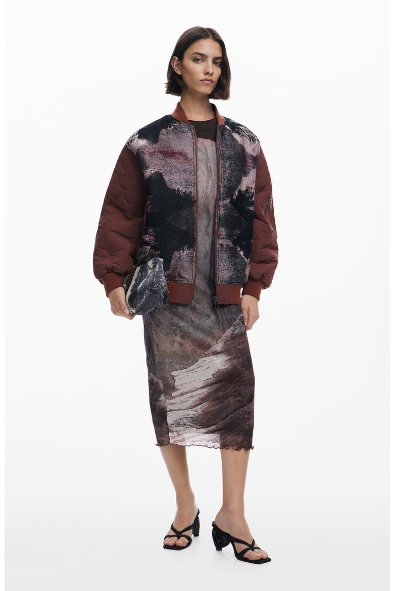 Onion Quilted Puffer Bomber Jacket, Alternate, color, DARK BROWN