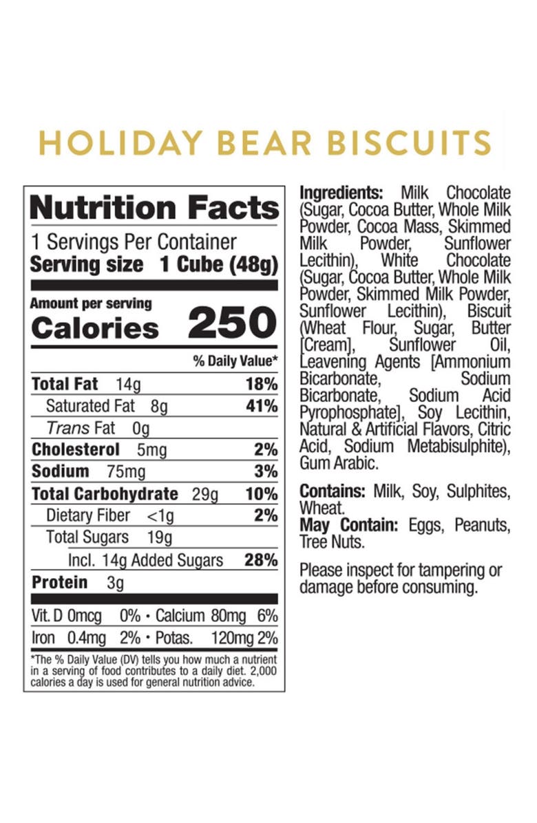 sugarfina Bear Chocolate Biscuits Set of 4 Candy Cubes, Alternate, color, 