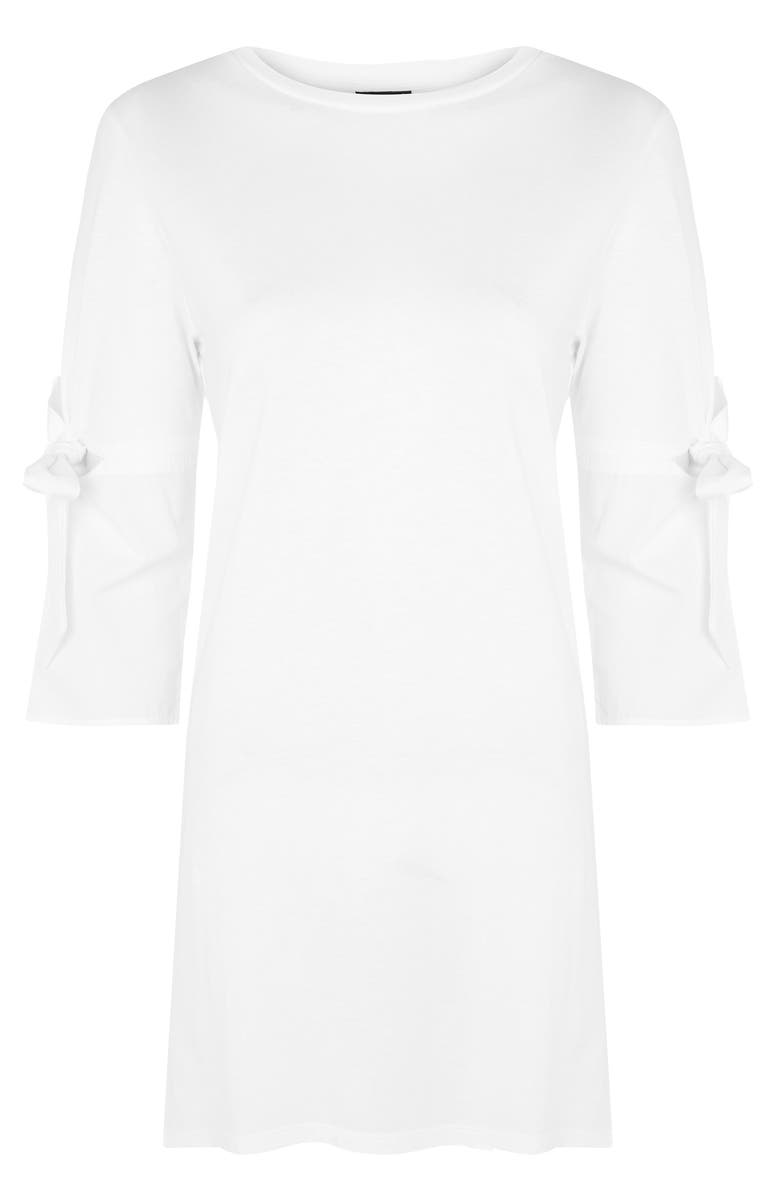 Topshop Tie Trumpet Sleeve Tunic, Alternate, color, 