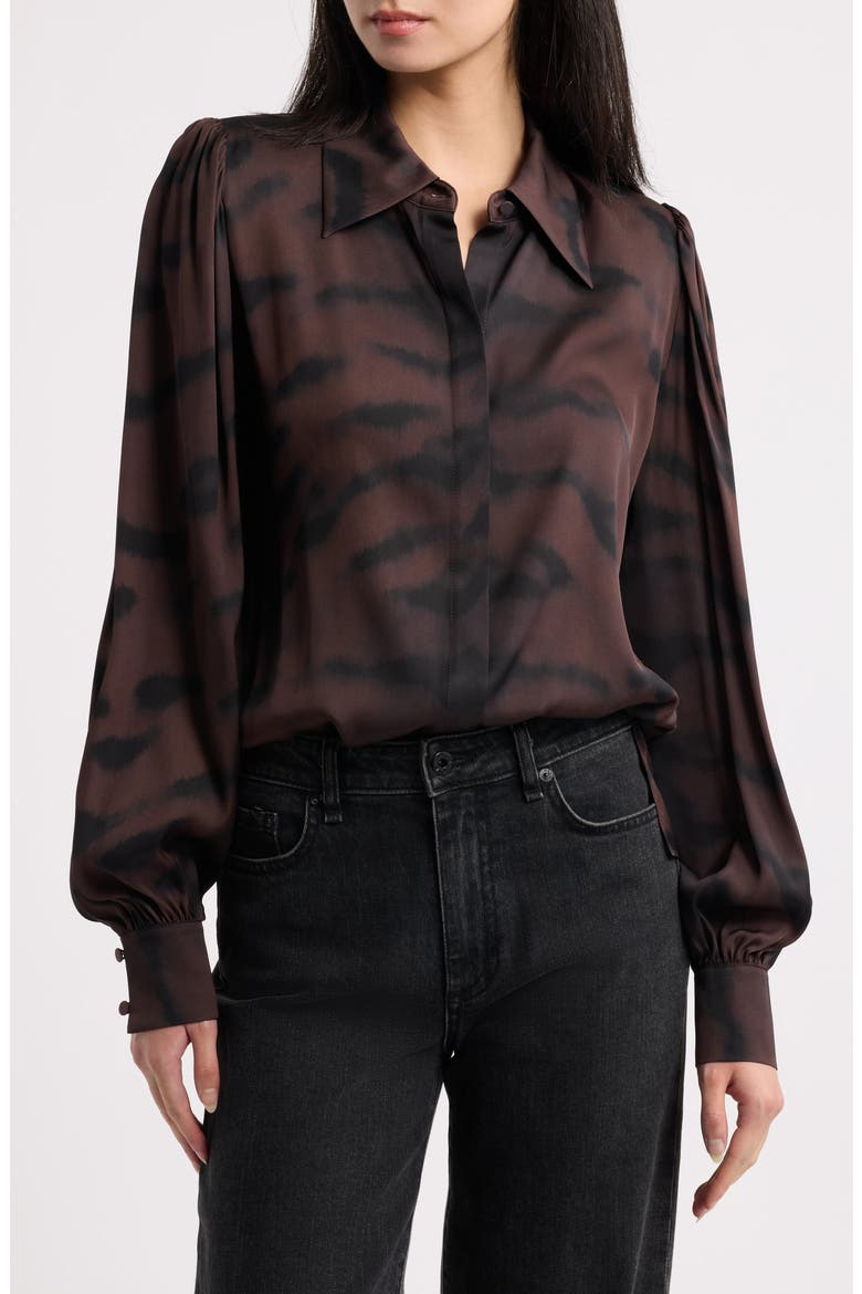 Davis Tie Dye Print Stretch Silk Georgette Button-Up Shirt, Main, color, BRIAR MULTI