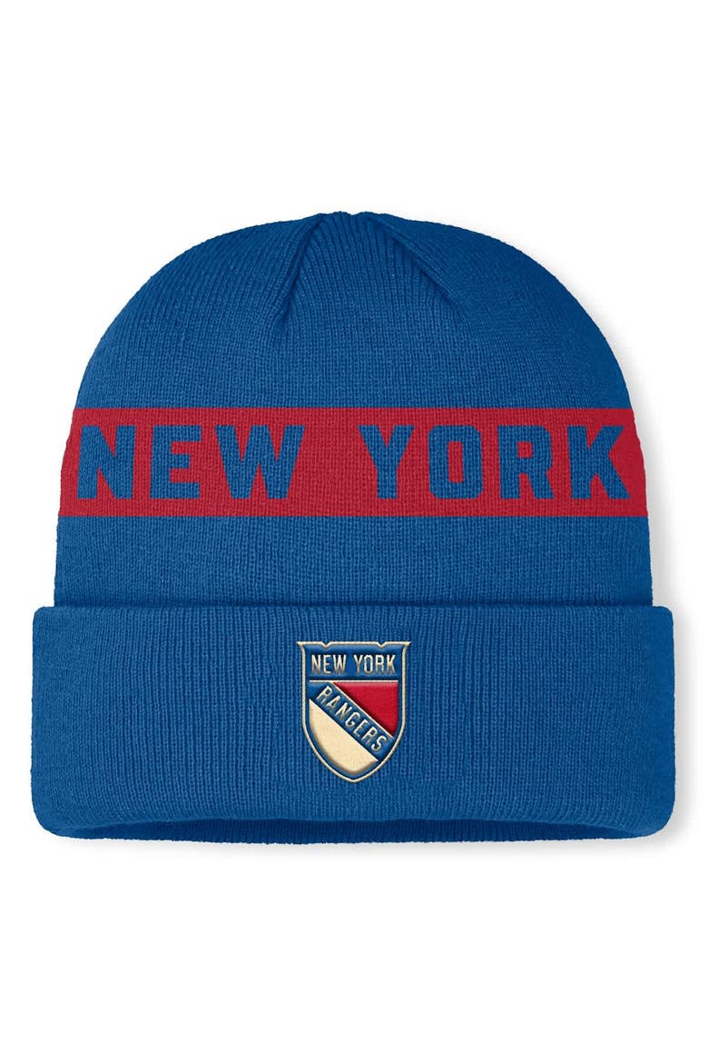 Men's Fanatics Blue New York Rangers Centennial Authentic Pro Cuffed Knit Hat, Main, color, Blue