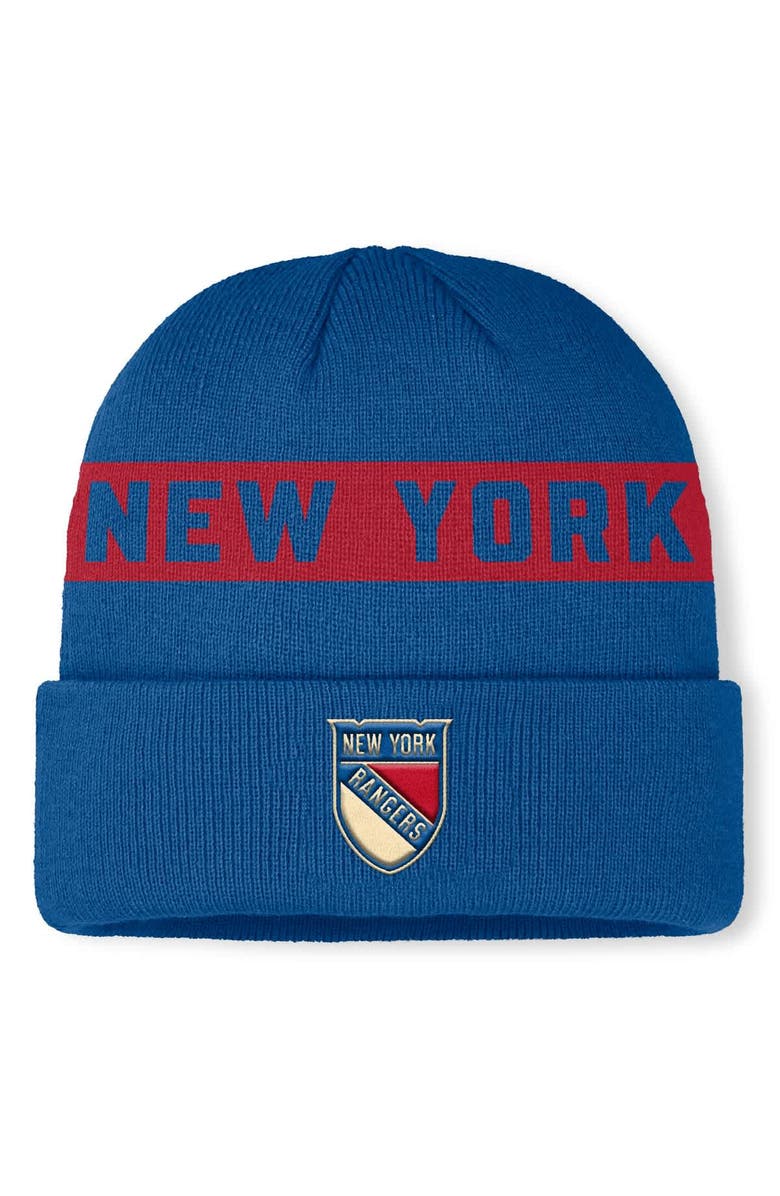 FANATICS Men's Fanatics Blue New York Rangers Centennial Authentic Pro Cuffed Knit Hat, Main, color, Blue