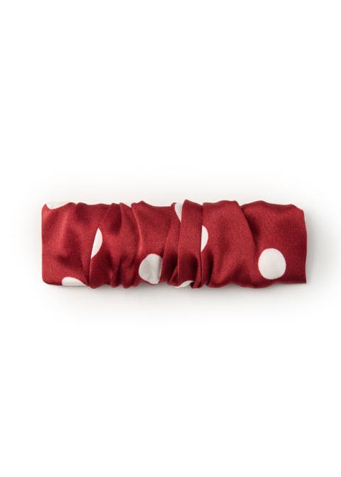 Polka Dot Silk Hair Barrette Clip