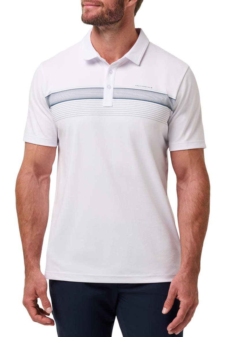 Perfect View Chest Stripe Cotton Blend Piqué Polo, Main, color, WHITE