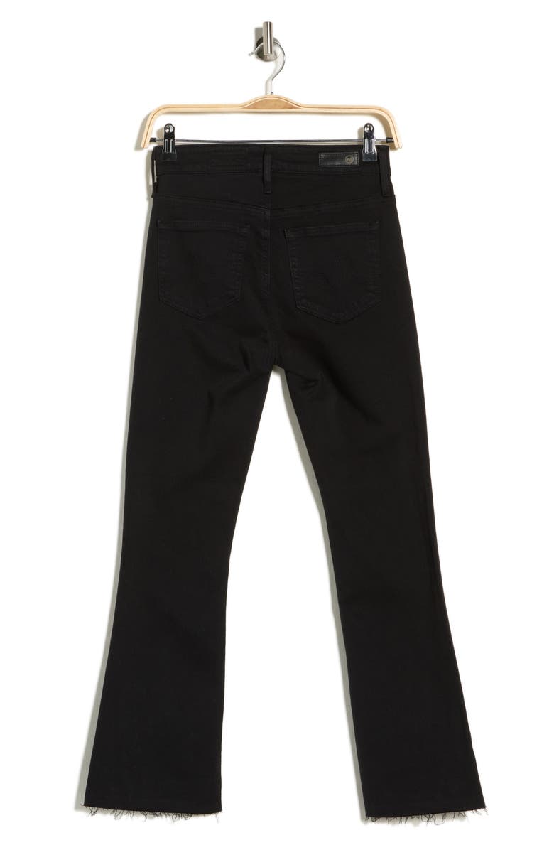 AG Farrah High Waist Raw Hem Crop Bootcut Jeans, Alternate, color, Sulfur Black