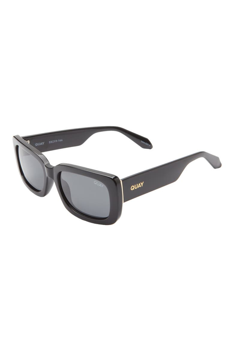 Yada Yada 55mm Polarized Rectangular Sunglasses, Alternate, color, BLK BLKPOL
