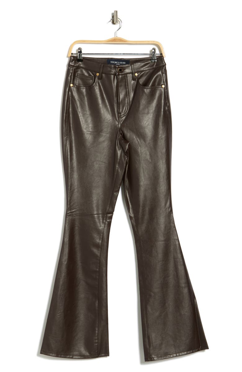 Veronica Beard Beverly Faux Leather High Rise Skinny Flare Leg Pants, Main, color, Dark Chocolate