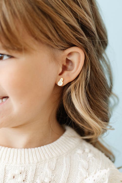 Pip Pop Snowman Stud Earrings In Gold