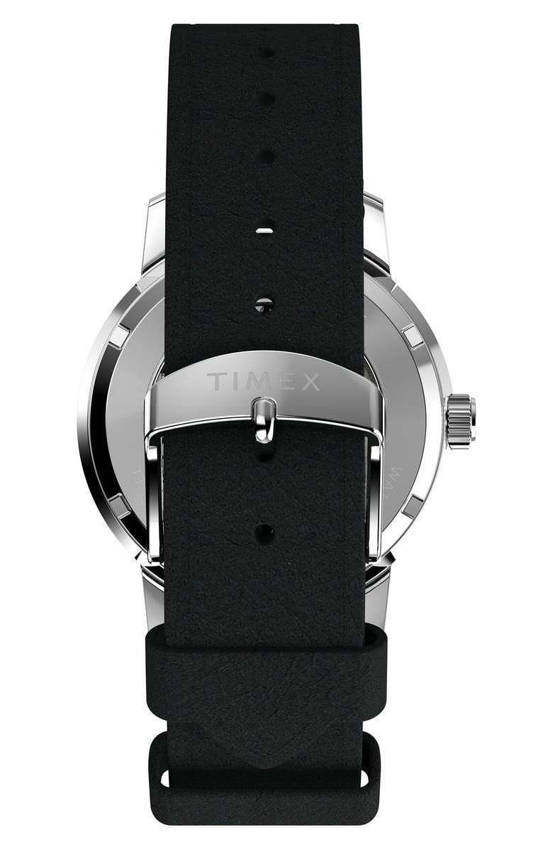 Timex<sup>®</sup> Marlin Automatic Leather Strap Watch, 40mm, Alternate, color, Black