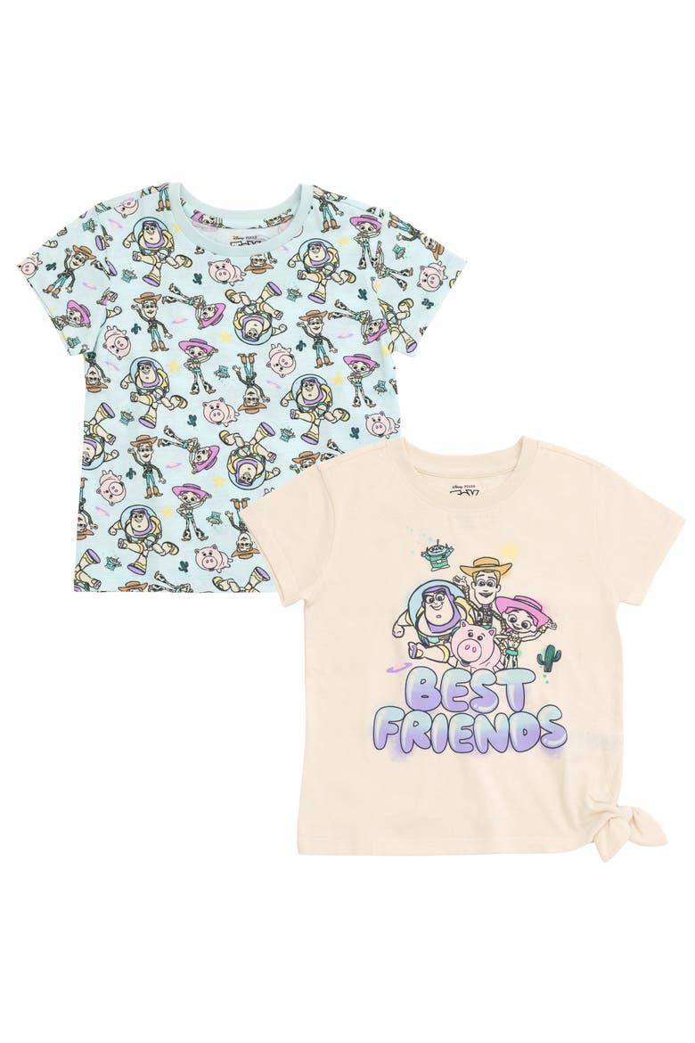 Toy Story 2-Pack Short Sleeve T-Shirts, Main, color, Toy Story Cream Blue