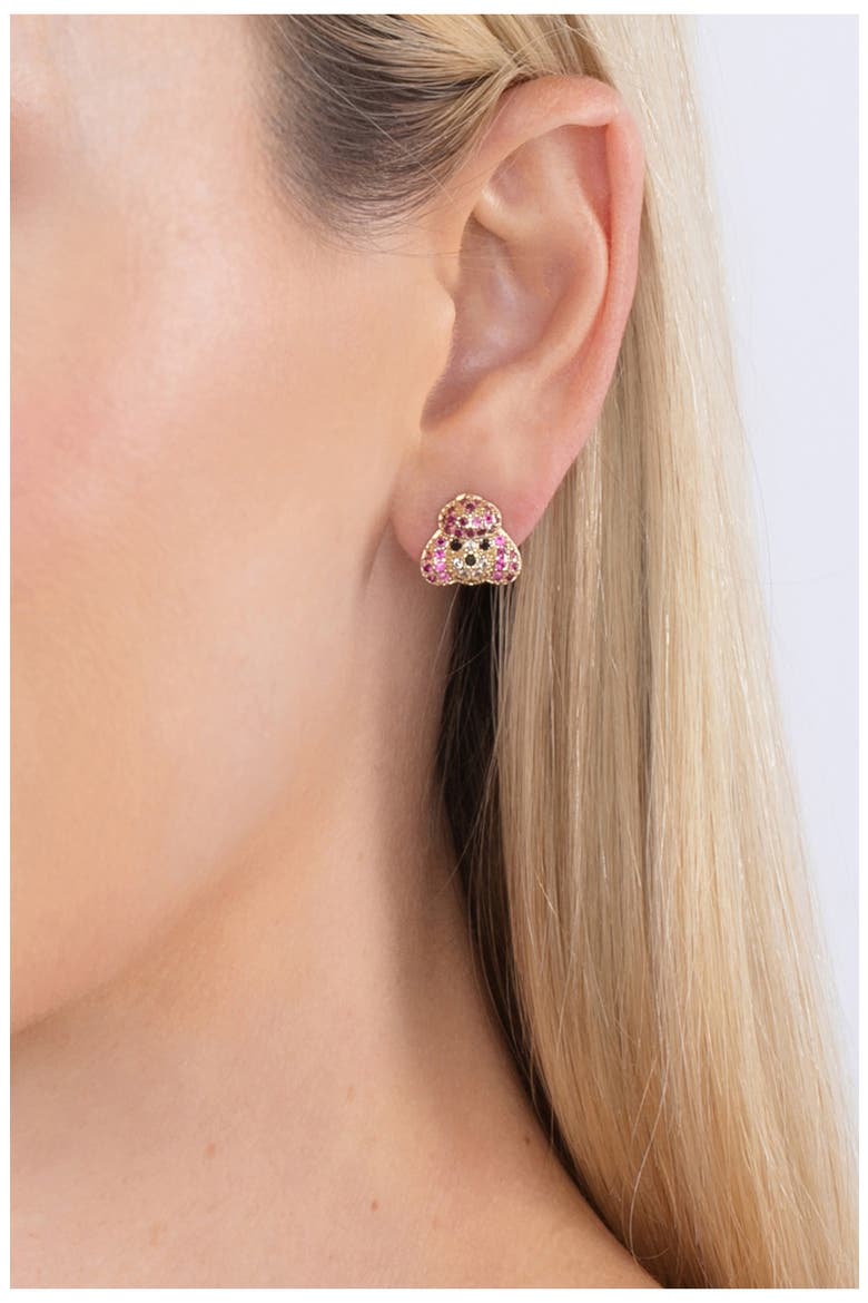 Poodle CZ Stud Earrings, Alternate, color, GOLD