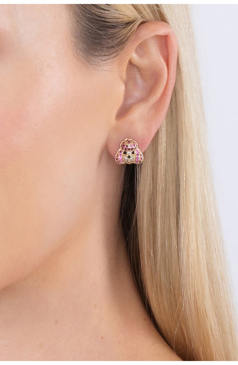 EYE CANDY LOS ANGELES Poodle CZ Stud Earrings, Alternate, color, Gold