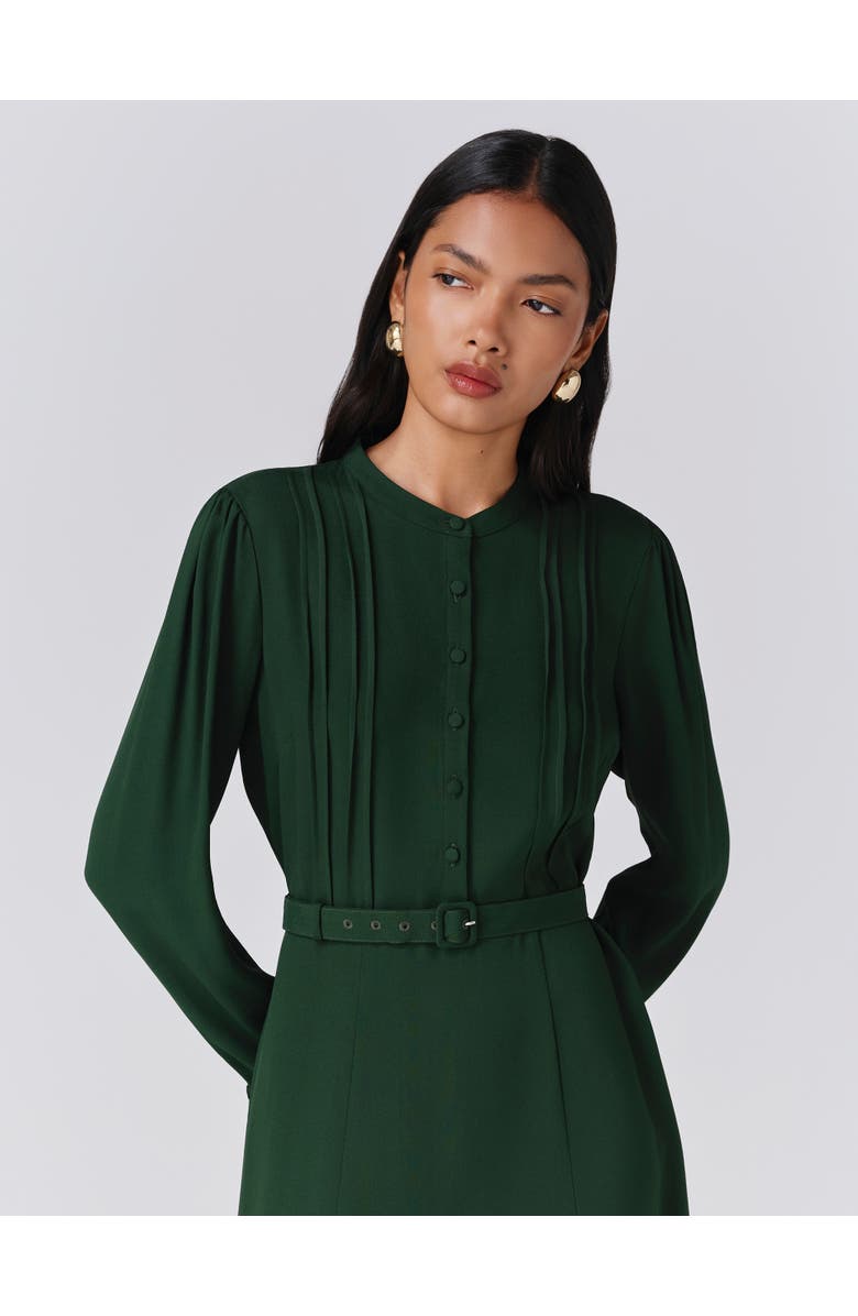 Ghost London Freya Crepe Belted Midi Dress, Alternate, color, Green