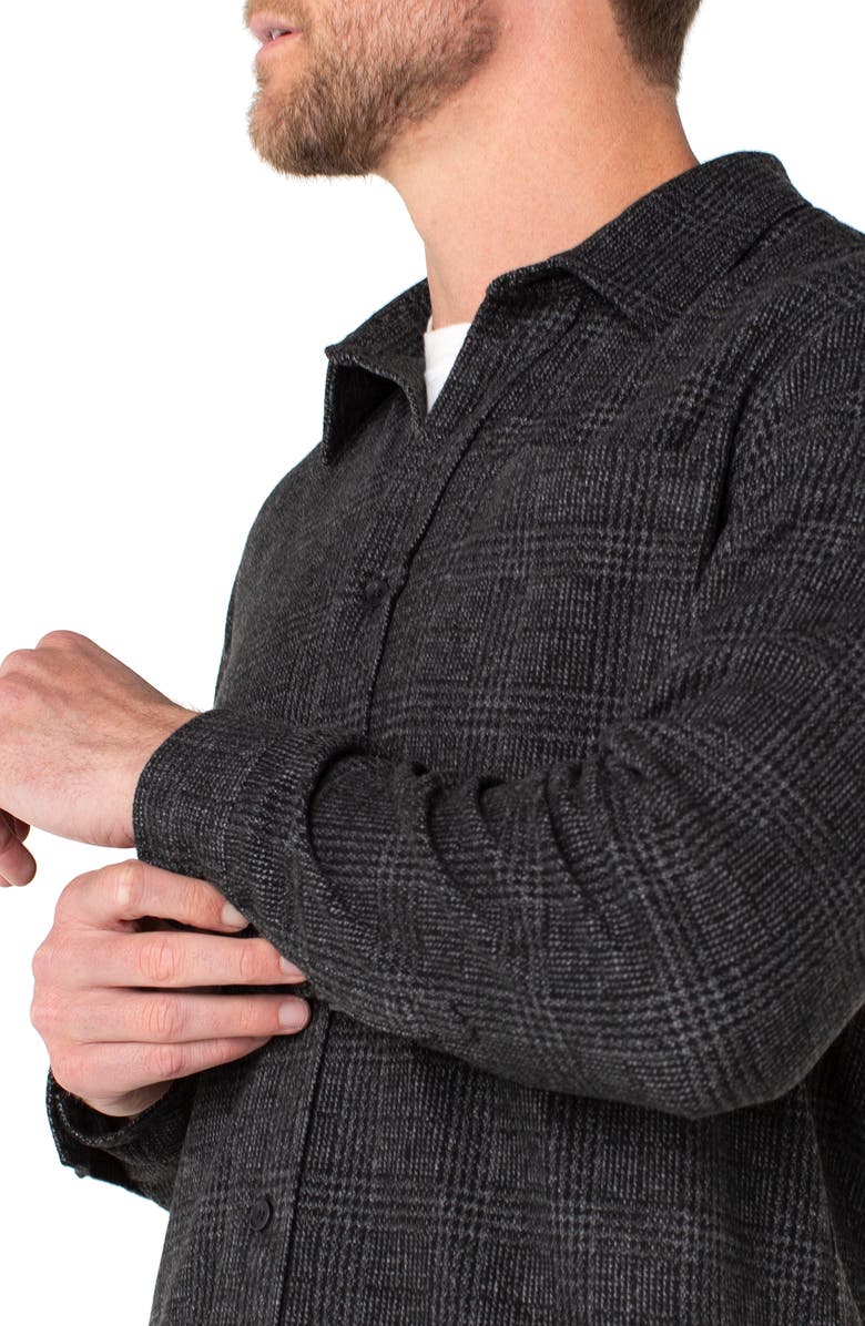 Liverpool Plaid Knit Button-Up Shirt, Alternate, color, Charcoal Grey/ Black