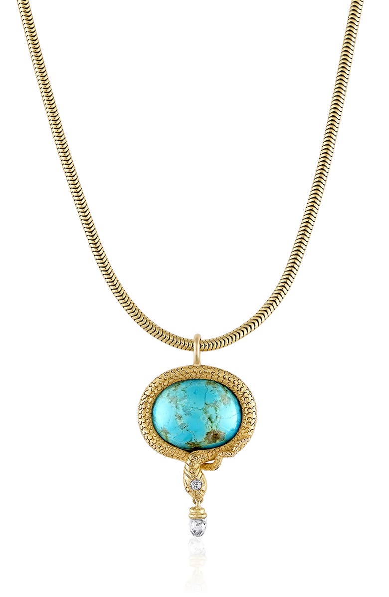 Mindi Mond Reconceived Turquoise & Diamond Snake Pendant Necklace, Main, color, 