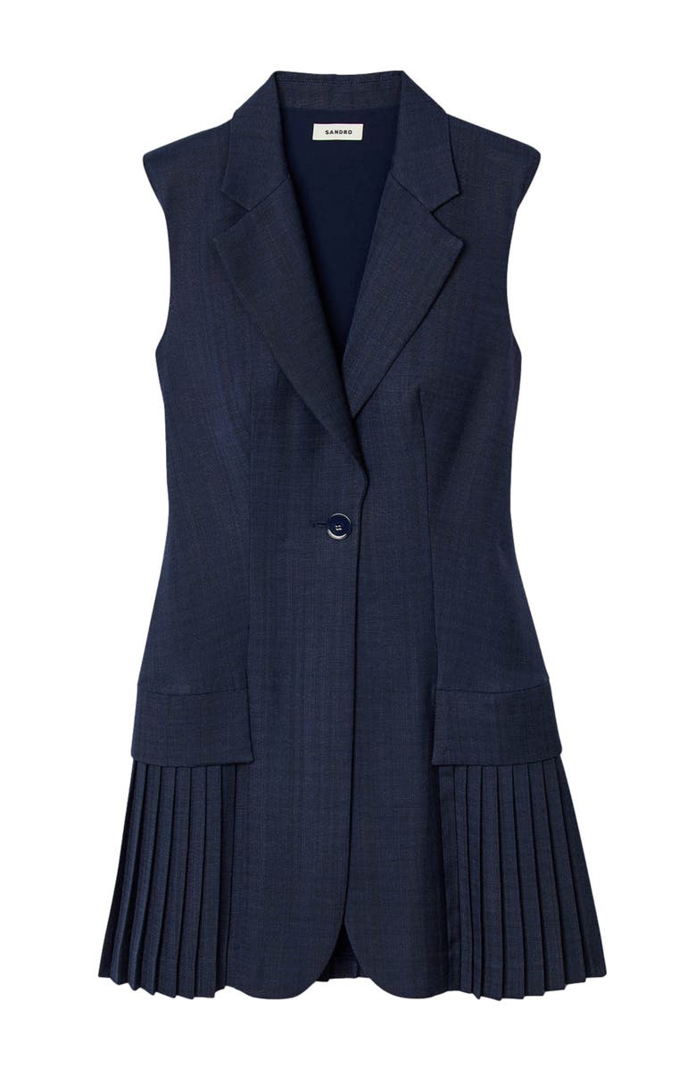 SANDRO Mini pleated suit dress, Alternate, color, Deep Blu