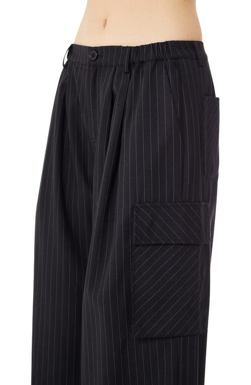 Find Me Now Archie Pinstripe Wide Leg Cargo Pants In Black Pinstripe