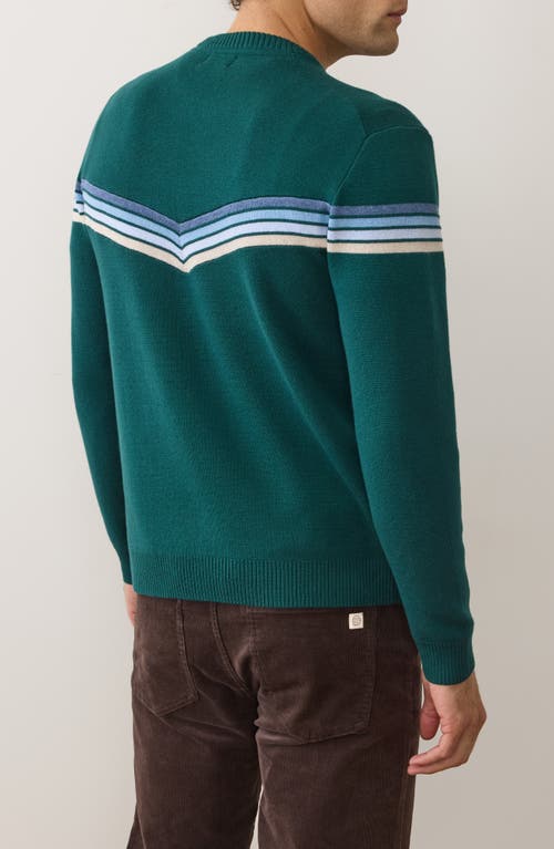 Marine Layer Dean Chevron Cotton Blend Crewneck Sweater In Green