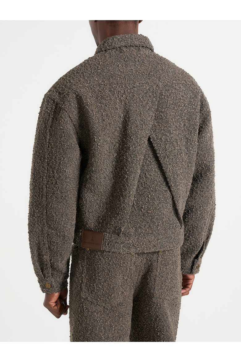 Damien Textured Boucle Jacket With Back Detail, Alternate, color, Brown