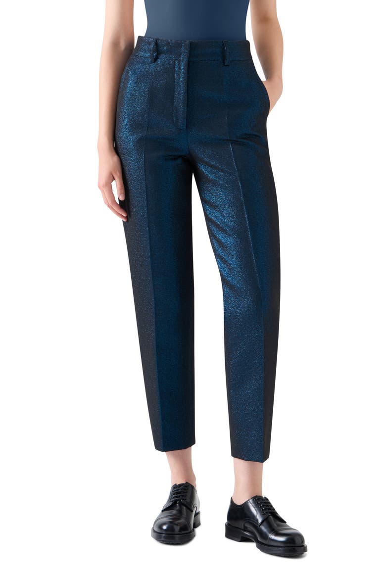 Feryn Metallic Tapered Leg Pants, Main, color, METALLIC BLUE