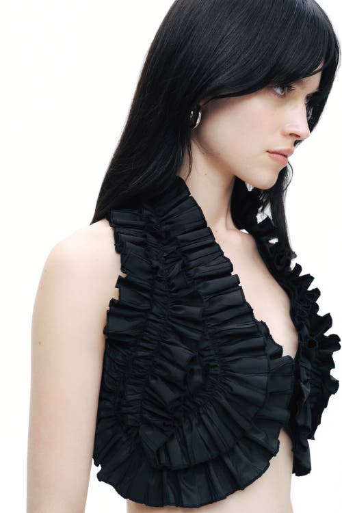 NOCTURNE NOCTURNE RUFFLE DETAILED CROP TOP