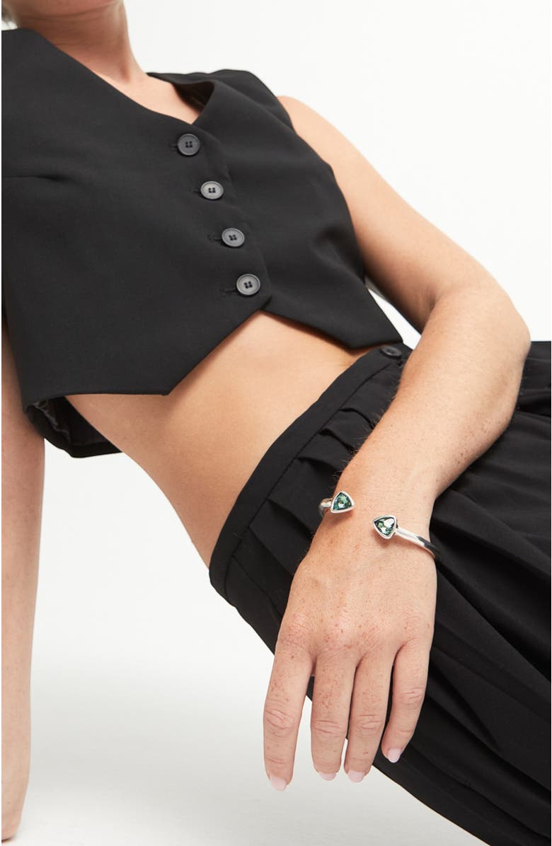 UNODE50 Green Duo Crystal Cuff, Alternate, color, Silver