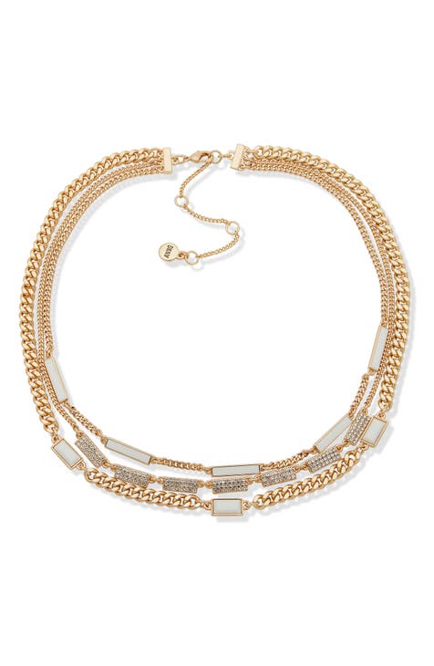 Crystal & Enamel Layered Chain Necklace