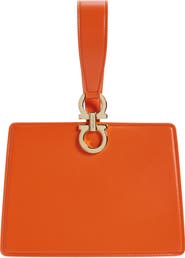 FERRAGAMO Double Gancio Leather Mini Clutch
