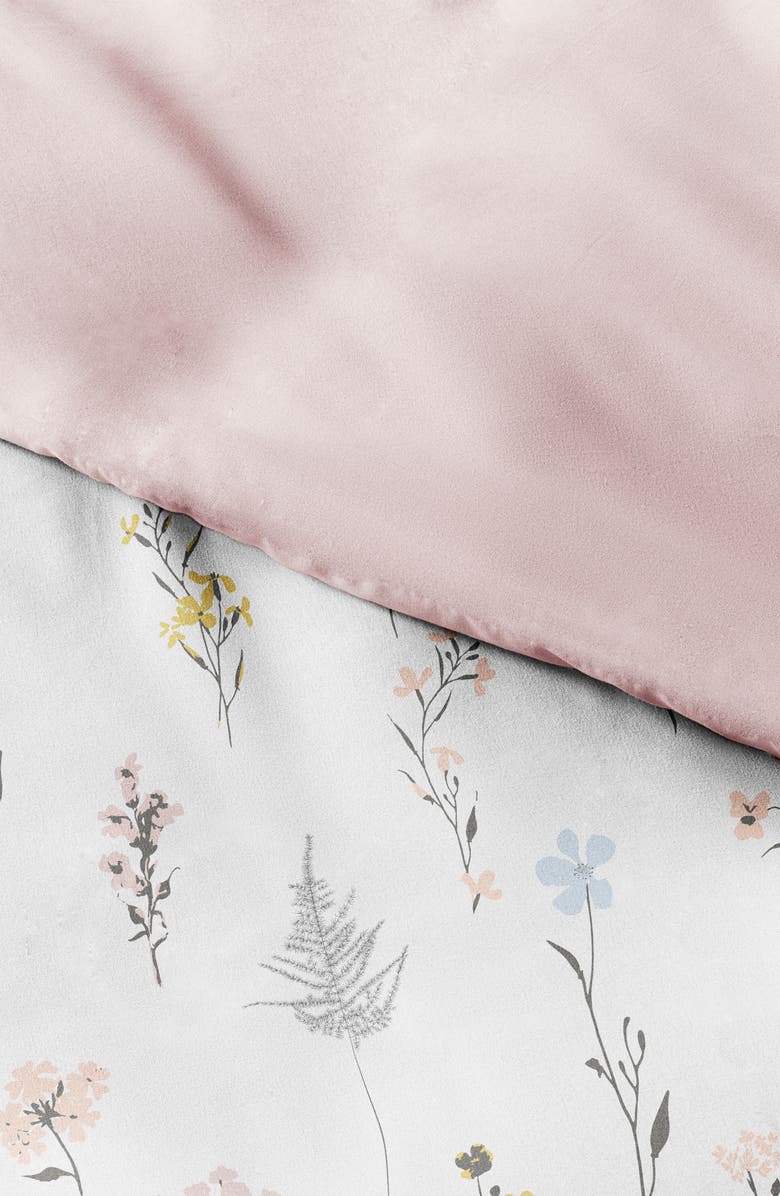 HOMESPUN IENJOY HOME Premium Ultra Soft Wild Flower Pattern 3-Piece Reversible Duvet Cover Set, Alternate, color, Pink