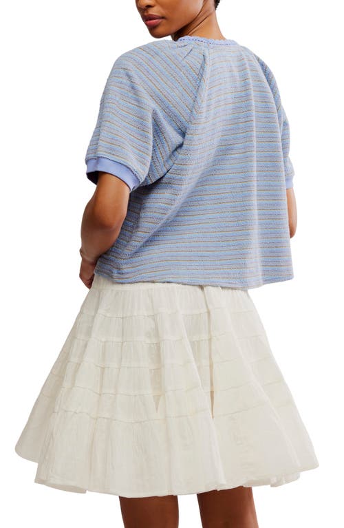 Free People Tropic Stripe Cotton Tie Front Top In Blue