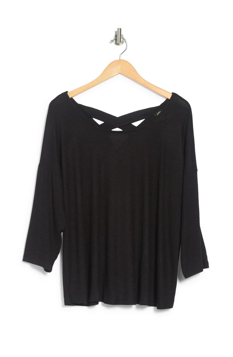 Bobeau 3/4 Length Sleeve Cross Back Top, Alternate, color,