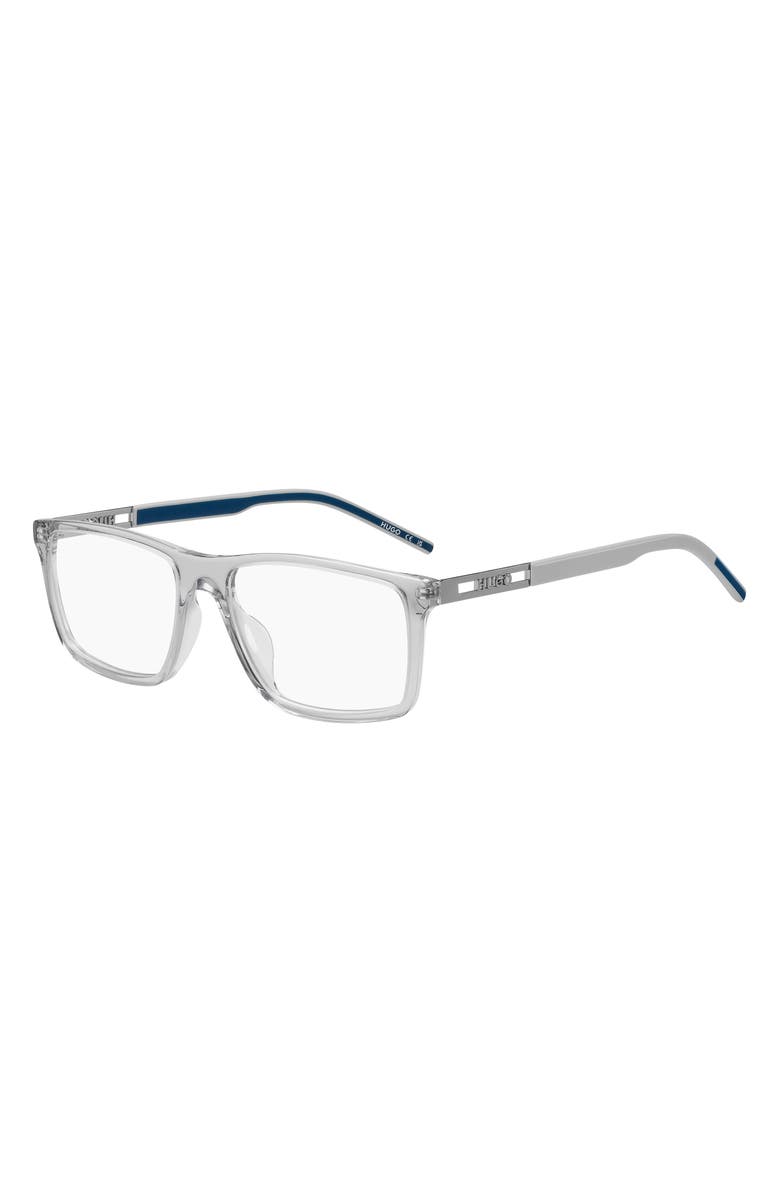 HUGO 55mm Rectangular Optical Glasses, Alternate, color, Grey