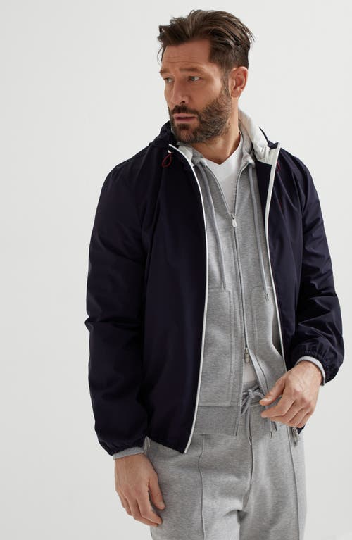 Brunello Cucinelli Men Nylon Blouson Jacket In Navy Blue