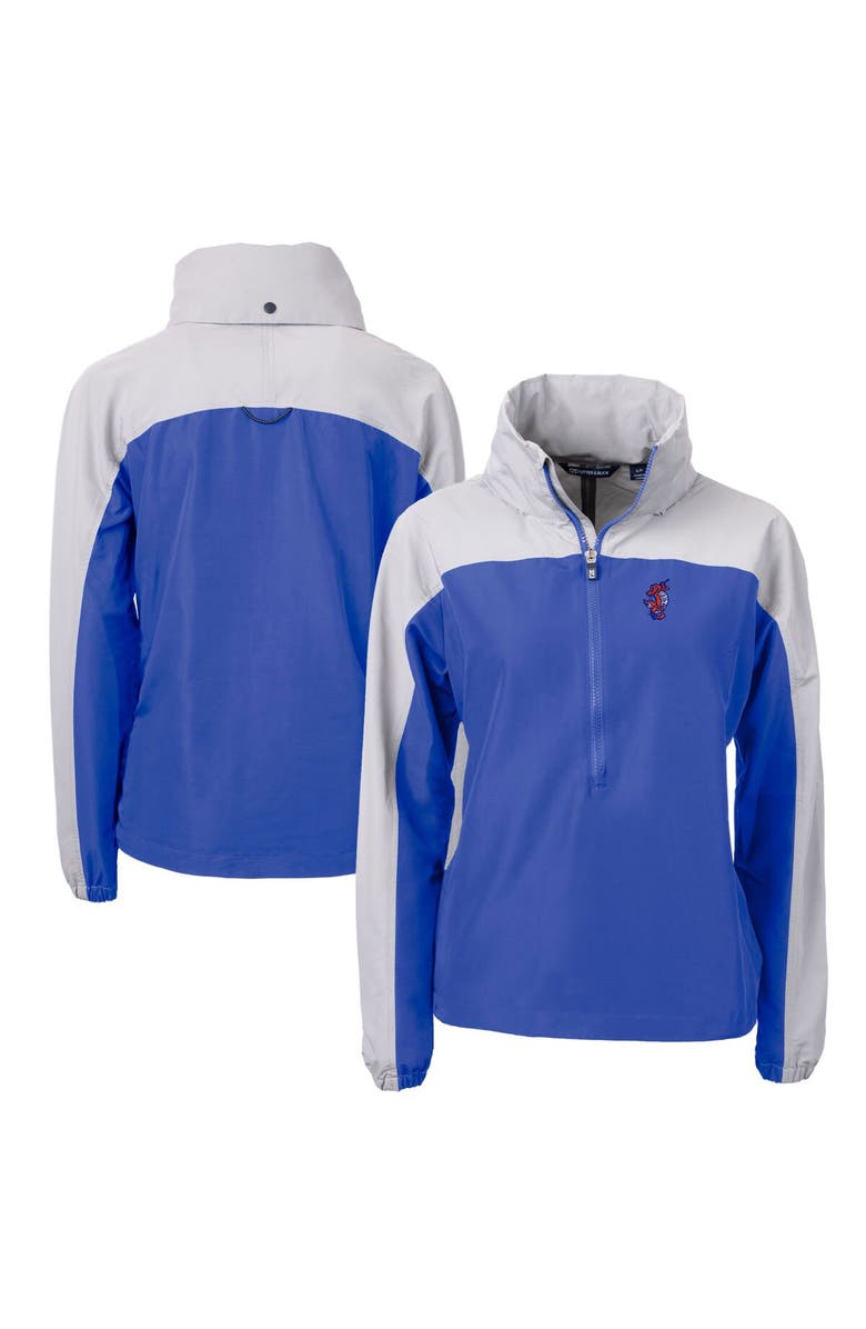 Cutter & Buck Women's Cutter & Buck Royal/Gray Florida Gators Swinging Gator Charter Eco Recycled Half-Zip Anorak Jacket, Main, color, 