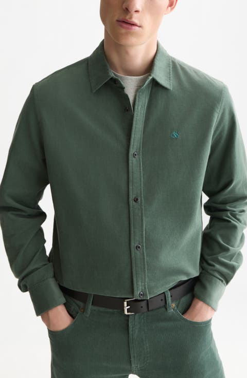 Regular Fit Corduroy Button Up Shirt