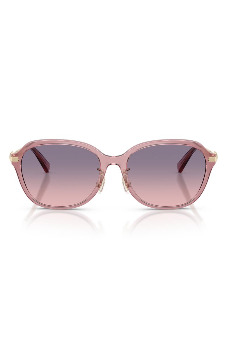 COACH 56mm Gradient Polarized Rectangular Sunglasses, Main, color, Transparent Pink/ Purple Pink