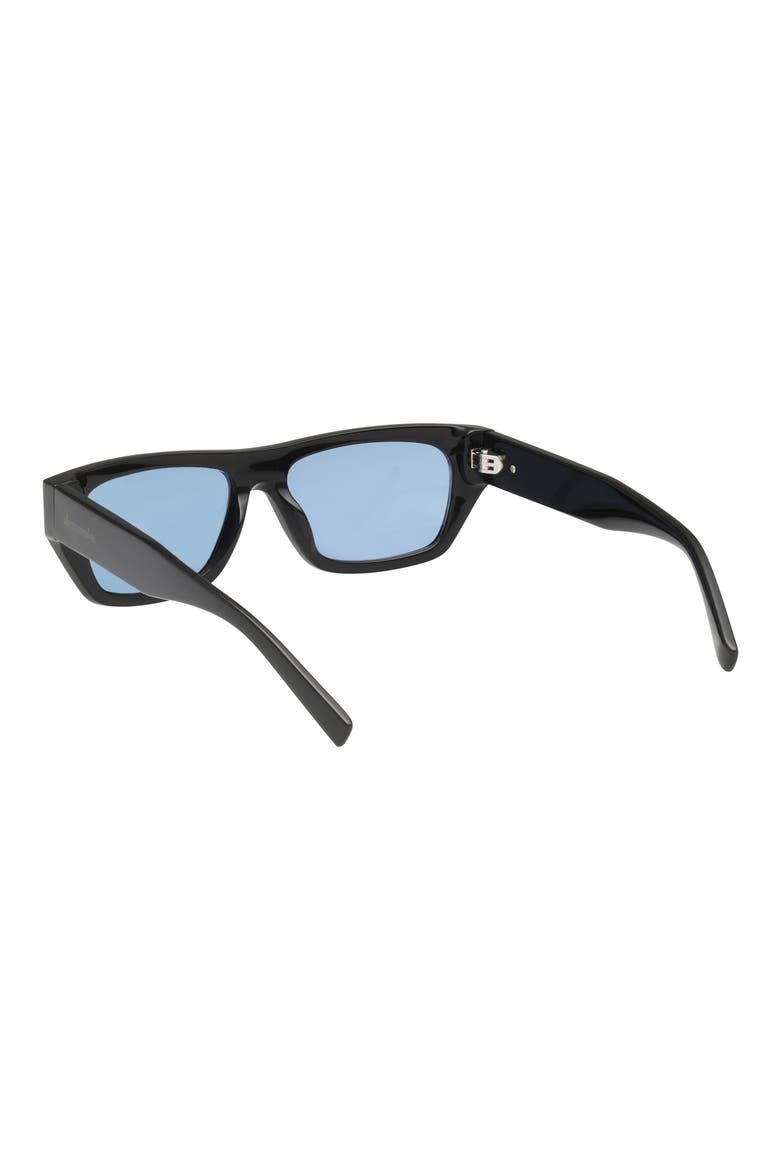 Small 48mm Rectangular Sunglasses, Alternate, color, SHINY BLACK / BLUE